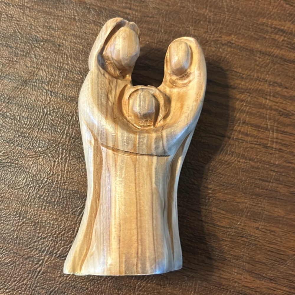 Handmade Olive Wood Carving of Holy Family. Beautiful Olive Wood. Jerusalem